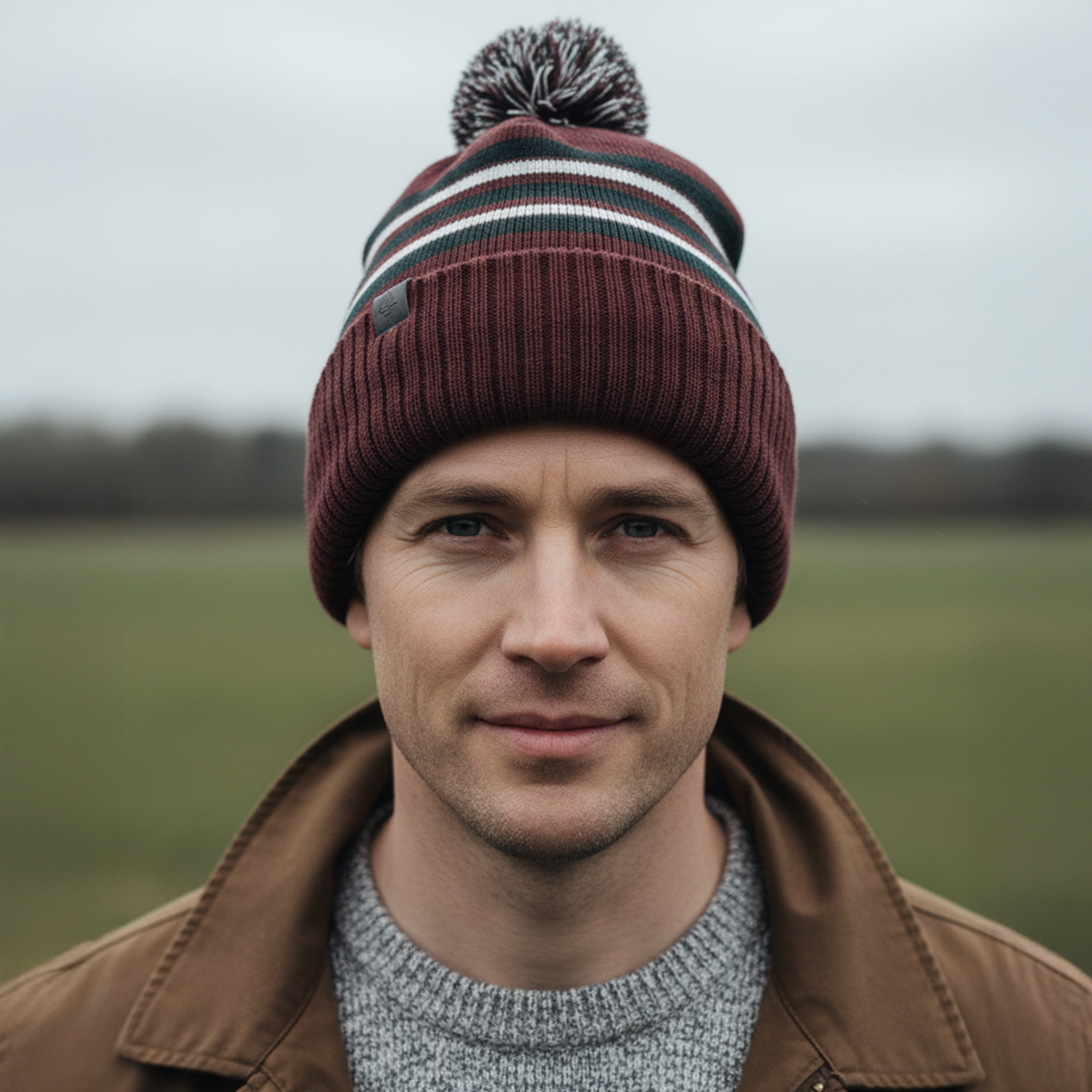 MENS MULTI-STRIPE POM-POM LINED HAT