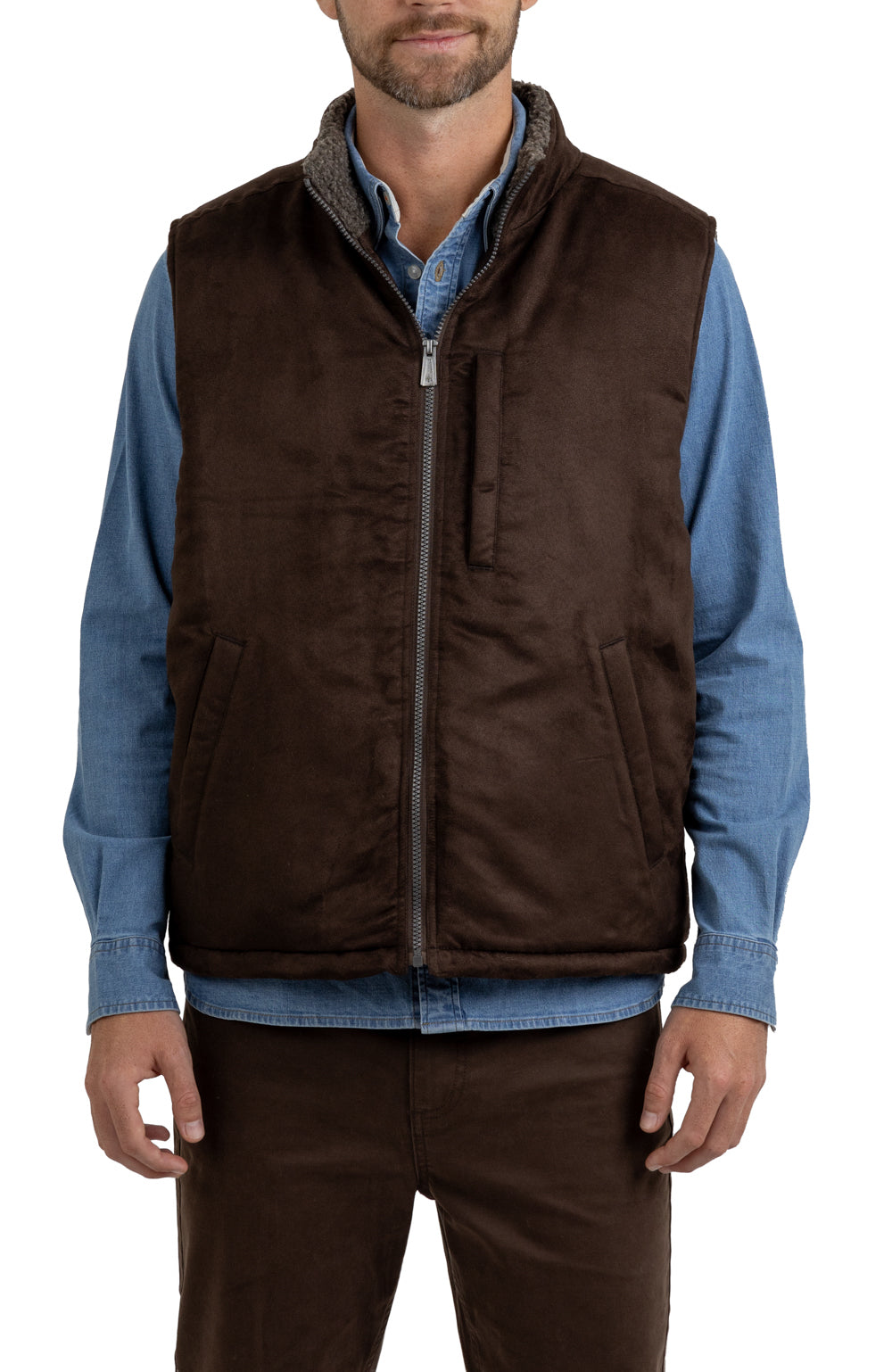 Rainforest Micro Suede Sherpa Lined Vest - Main Image