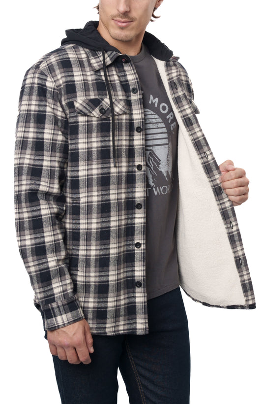 THE RANIER SHERPA LINED HOODED FLANNEL SHIRT JACKET