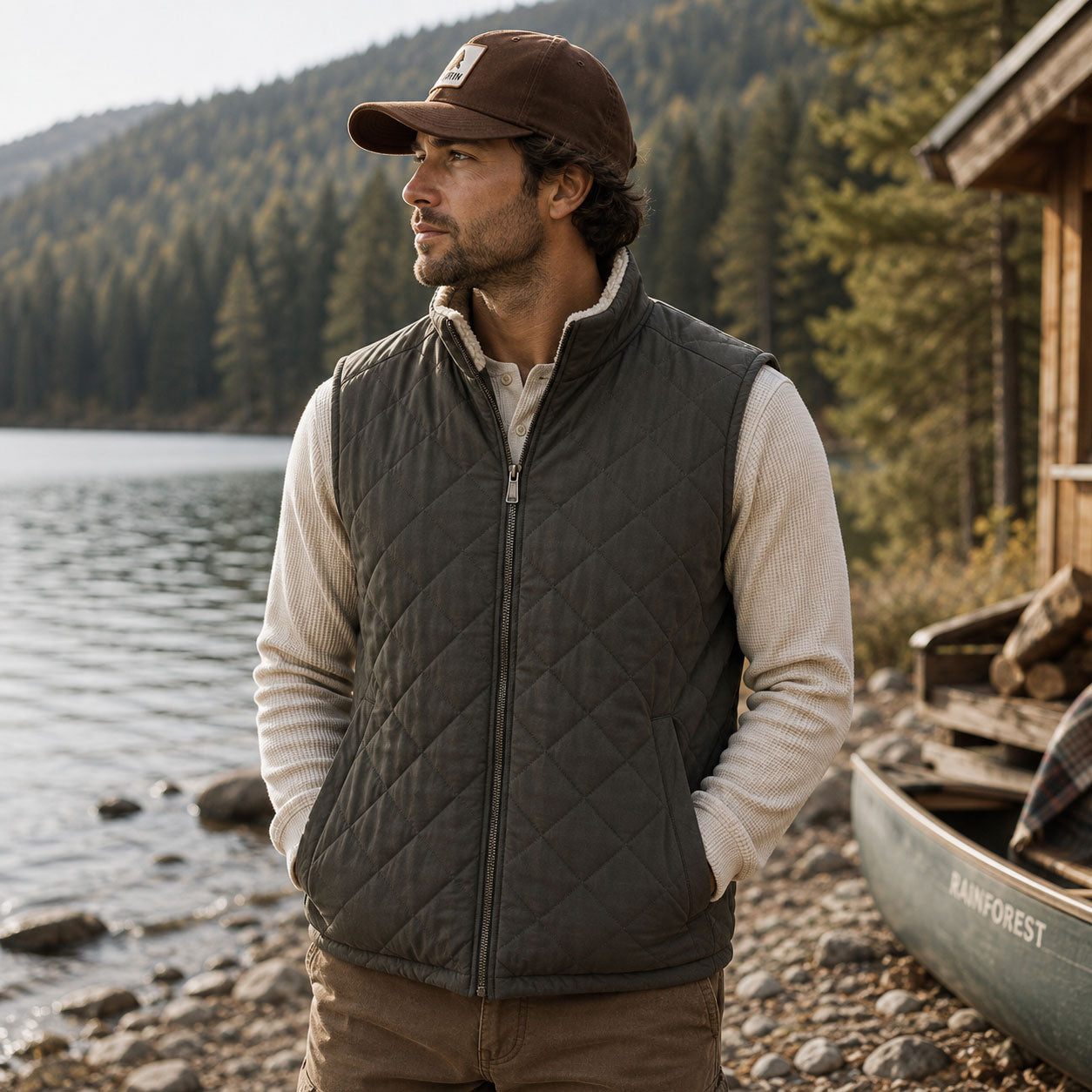 Men's Sherpa-Lined Quilted Vest | Rainforest