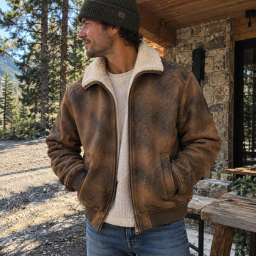 Faux Nubuck Sherpa Bomber Jacket