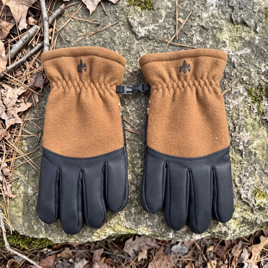 Mixed Media Faux Leather Gloves
