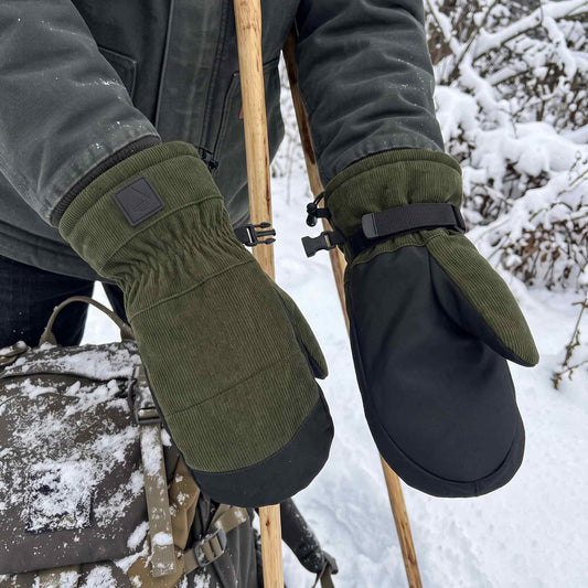 Mixed Media Corduroy Ski Mittens