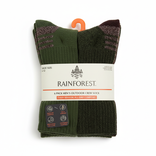 6 PACK MEN'S OUTDOOR CREW SOCK