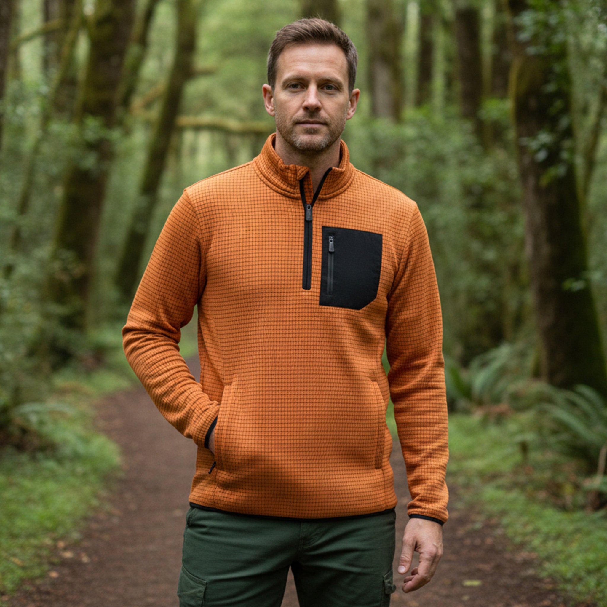 BOX GRID BONDED FLEECE 1/4 ZIP