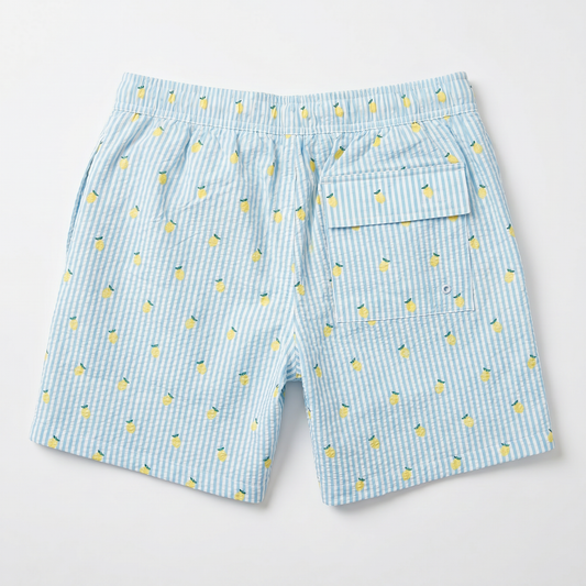 SUNNY LEMONSTRIPE SEERSUCKER - 6" INSEAM  (MESH LINER)