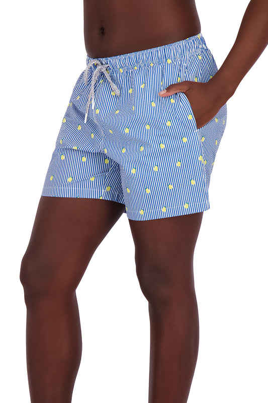 SUNNY LEMONSTRIPE SEERSUCKER - 6" INSEAM  (MESH LINER)