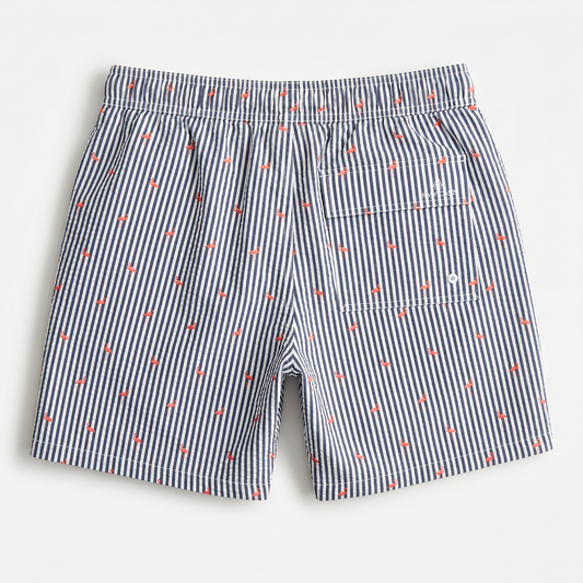 STRIPE FLAMINGO SEERSUCKER - 6" INSEAM  (MESH LINER)