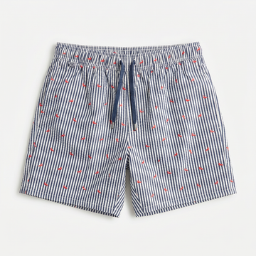 STRIPE FLAMINGO SEERSUCKER - 6" INSEAM  (MESH LINER)