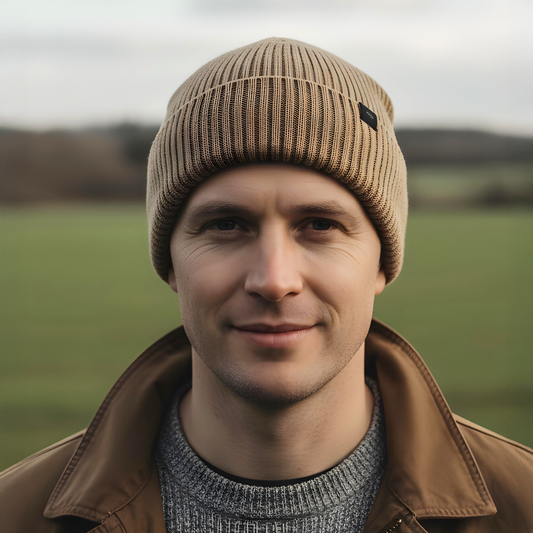 MENS SPECKLED RIBBED BEANIE LINED HAT