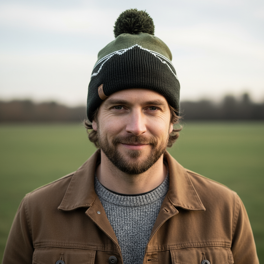 MENS LINEAR MOUNTAIN STRIPED POM-POM HAT