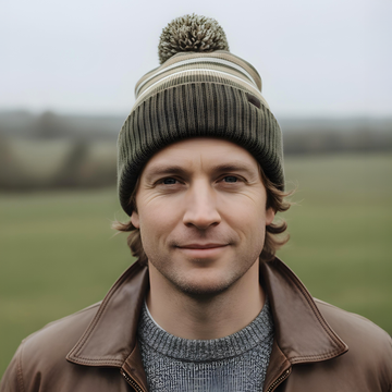 MENS CLASSIC STRIPED POM-POM LINED HAT