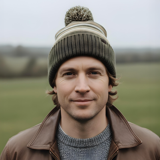 MENS CLASSIC STRIPED POM-POM LINED HAT