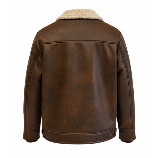 FAUX NUBUCK SHEARLING WITH RIB CUFF AND HEM JACKET