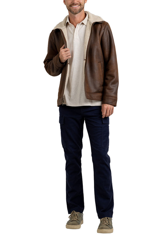 NUBUCK SHERPA LINED AVIATOR JACKET