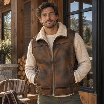 Faux Nubuck Sherpa-Lined Vest