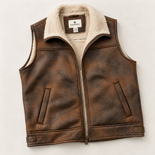 Faux Nubuck Sherpa-Lined Vest