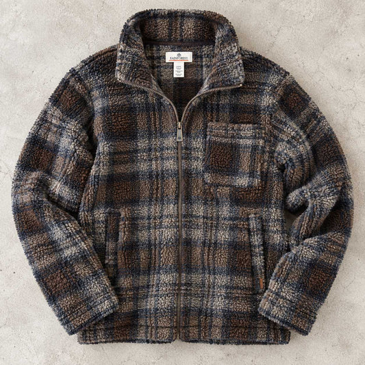 Printed Plaid Sherpa Full-Zip Jacket