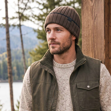 Ribbed Beanie with Contrast Stripe