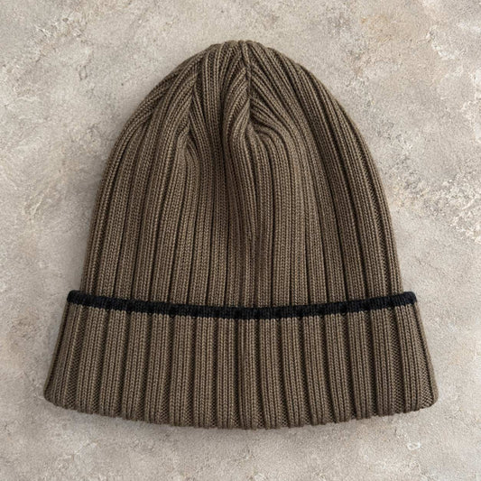 Ribbed Beanie with Contrast Stripe