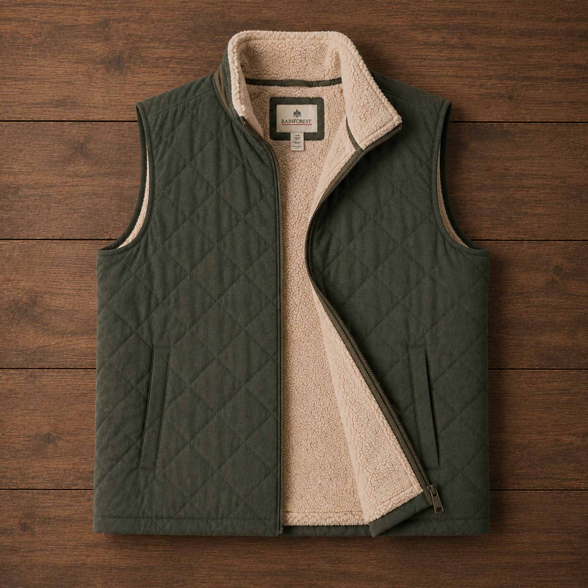 Men's Sherpa-Lined Quilted Vest | Rainforest