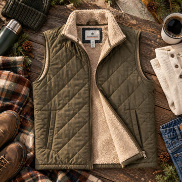 MICRO OXFORD SHERPA-LINED VEST