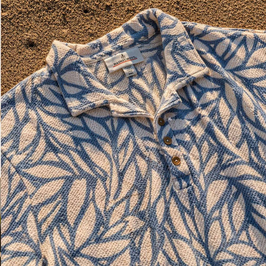 HERITAGE LUX TOUCH PRINTED WAFFLE RESORT POLO