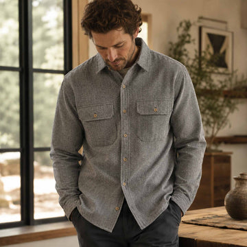 Herringbone Tweed Long Sleeve Shirt