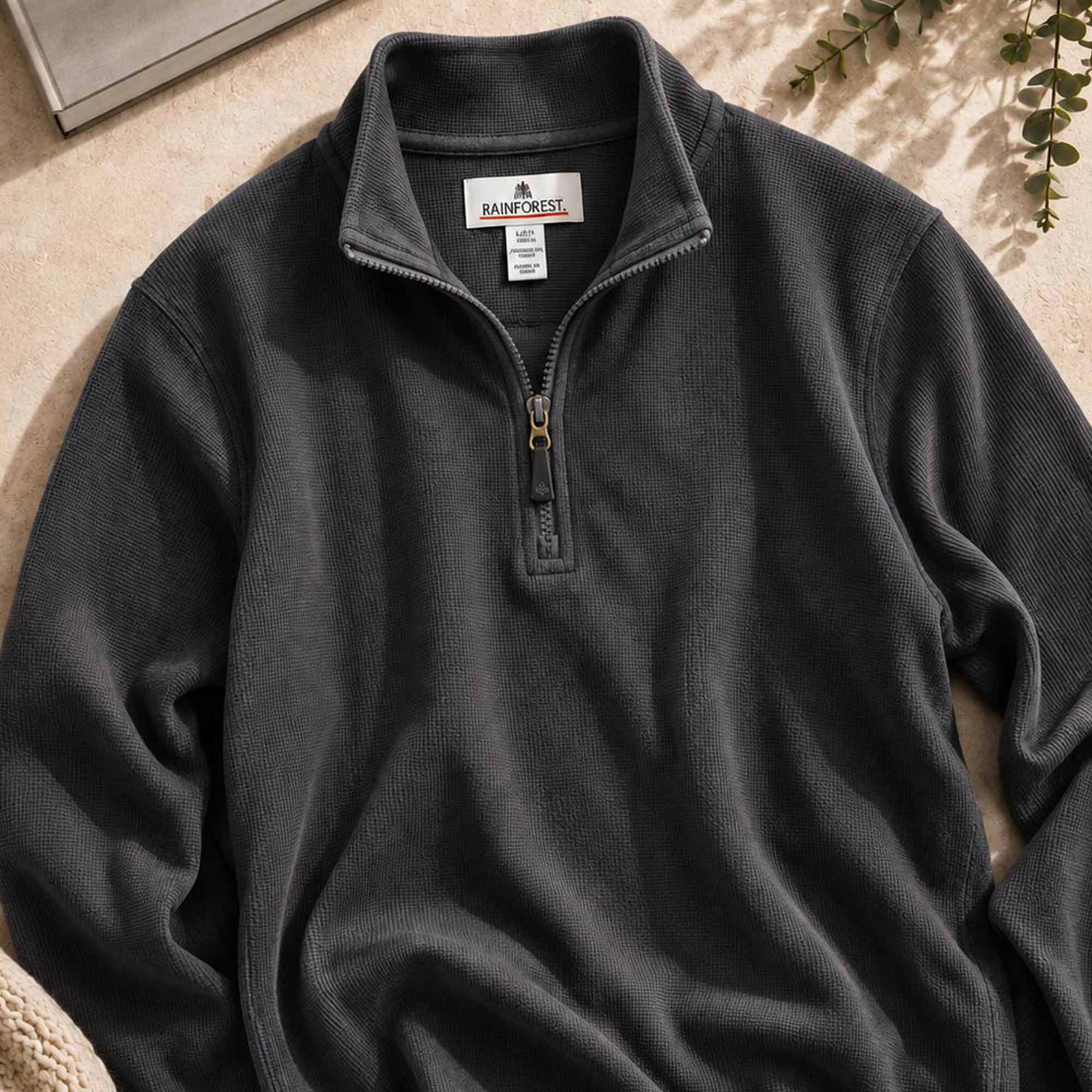 Men's Waffle Quarter Zip Pullover | Rainforest