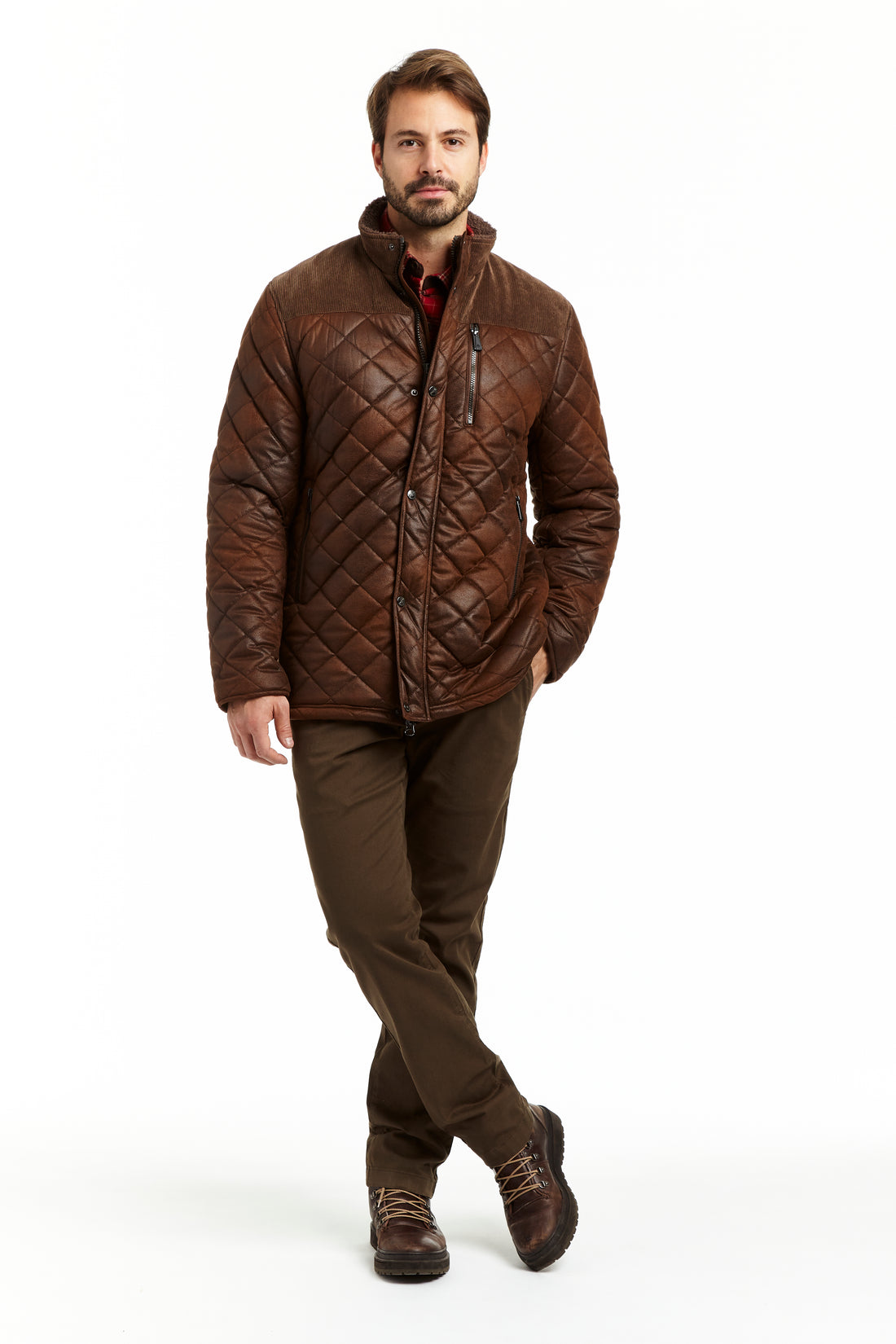 SINGLE LAYER QUILTED NUBUCK JACKET with THERMOLUXE FILL