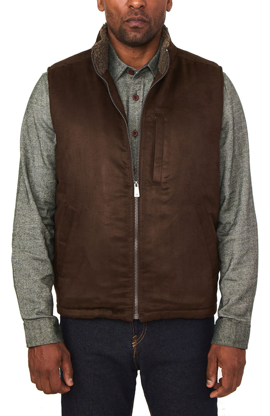 MICRO SUEDE SHERPA LINED VEST