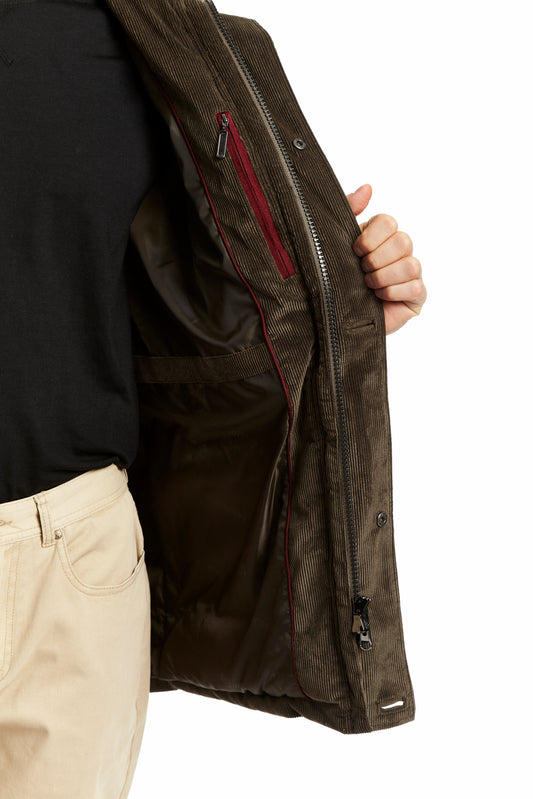CORDUROY PARKA ATTACHED HOOD