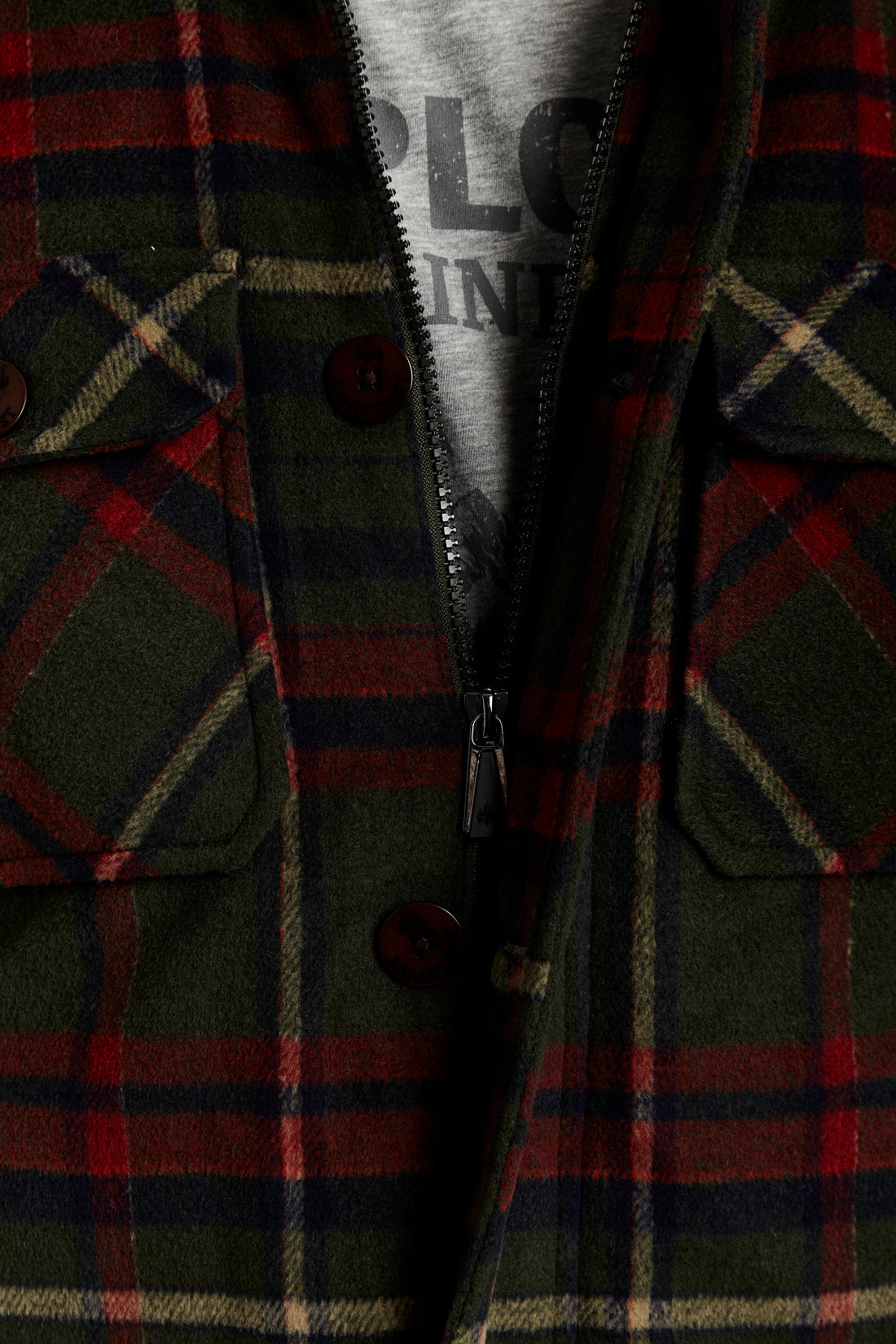 PLAID TRUCKER JACKET WITH SHERPA TRIM