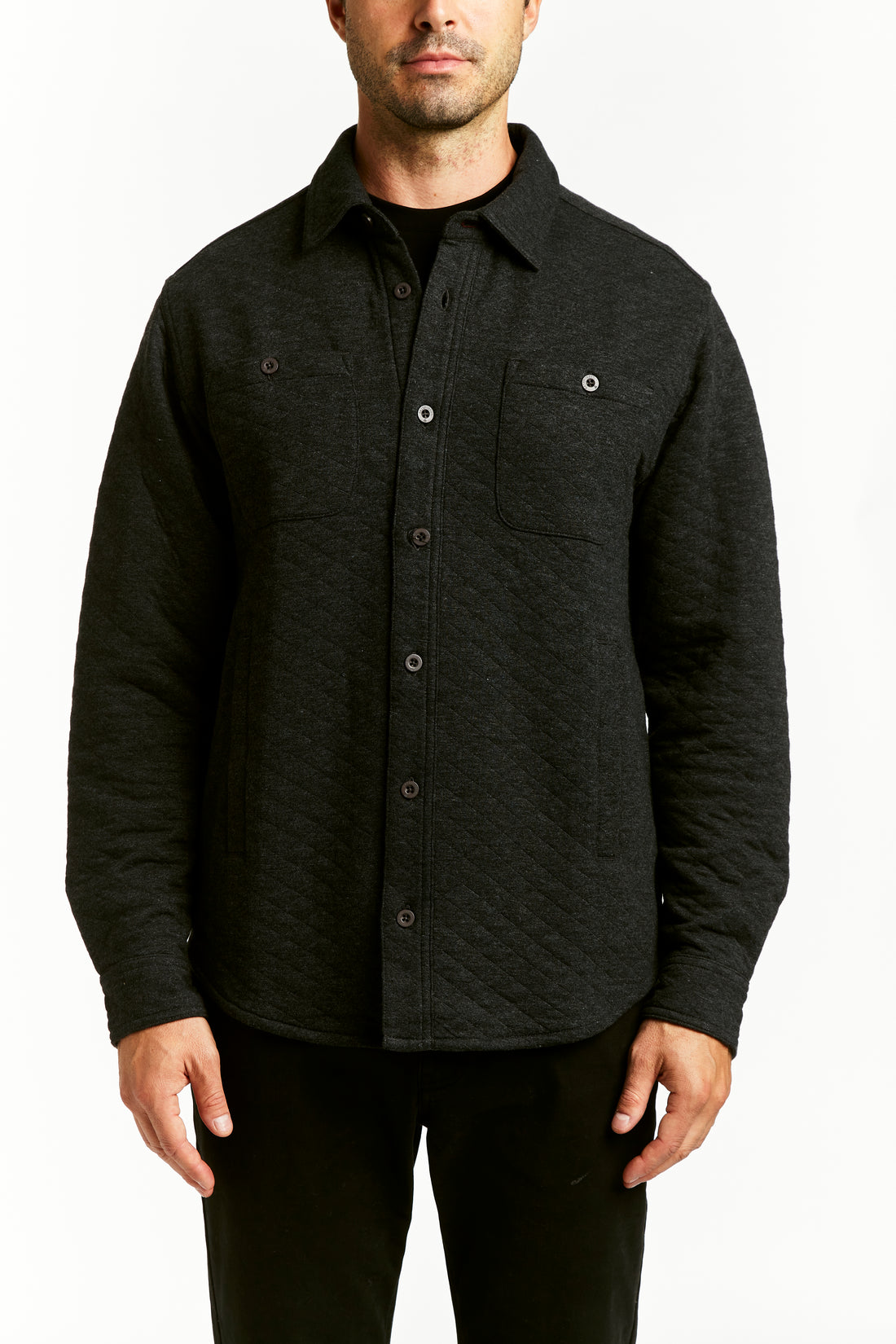 QUILTED HEATHER JERSEY SHIRT JACKET