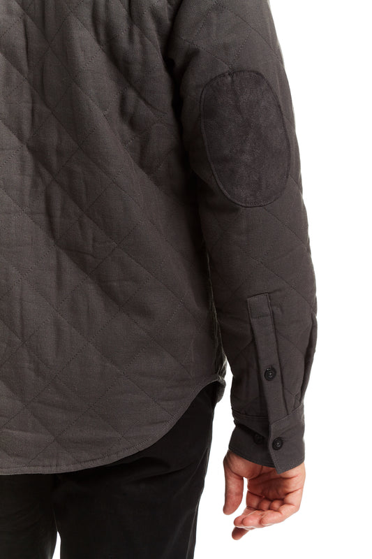 MICROSUEDE DIAMOND QUILTED SHIRT JACKET